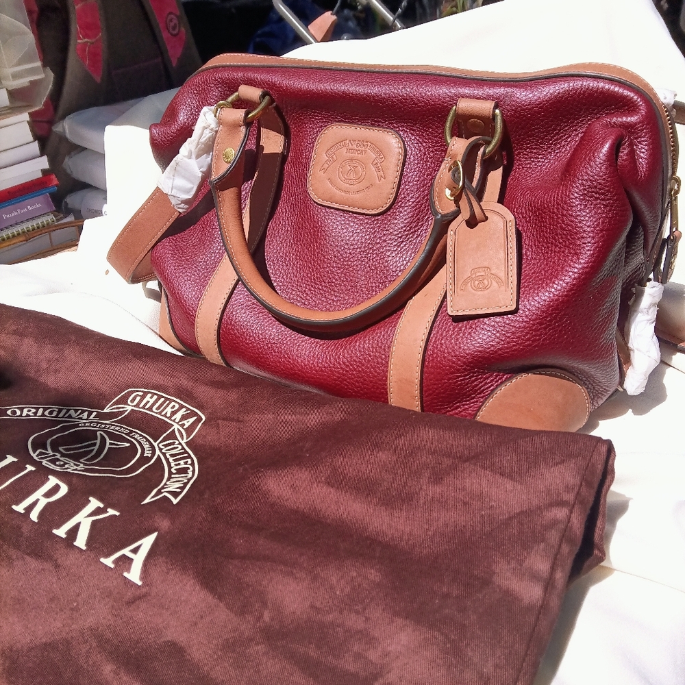 Ghurka No. 585 Minicav Satchel – Burgundy Leather Designer Bag  Luxury NWT